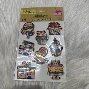 Crafters Square Stickers Paper Crafts 8 Pc Scrapbooking Party Birthday